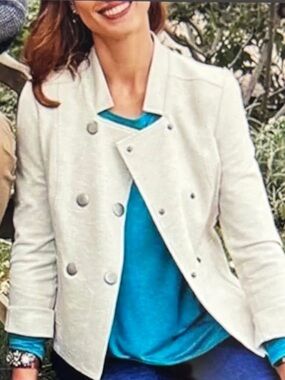 CAbi Cream Double-Breasted Blazer